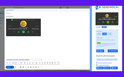 SendVocal: AI Voice Mail  Transcription  from Chrome web store to be run with OffiDocs Chromium online