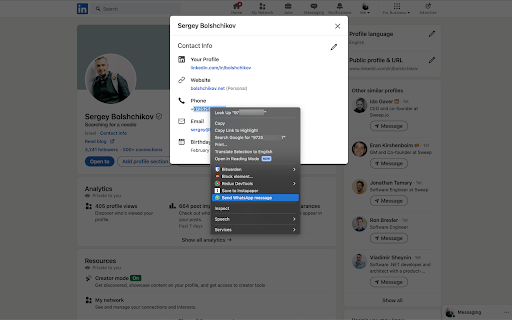 Send WhatsApp  from Chrome web store to be run with OffiDocs Chromium online