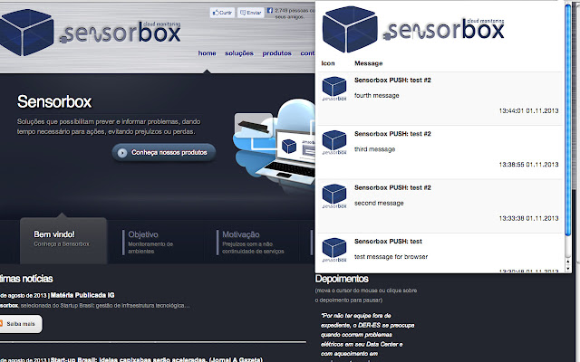 Sensorbox PUSH  from Chrome web store to be run with OffiDocs Chromium online