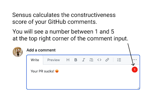 Sensus AI Sensor for your GitHub comments  from Chrome web store to be run with OffiDocs Chromium online