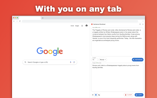 Sentence Shortener  from Chrome web store to be run with OffiDocs Chromium online