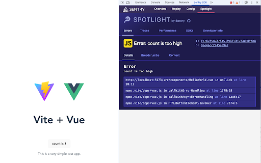 Sentry Browser SDK Debugger  from Chrome web store to be run with OffiDocs Chromium online