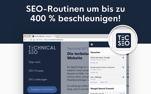 SEO Dashboard von TechnicalSEO.de  from Chrome web store to be run with OffiDocs Chromium online