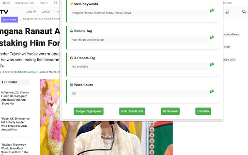 SEO extension by Muthali ganesh  from Chrome web store to be run with OffiDocs Chromium online