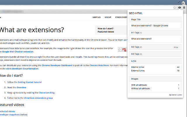 SEO HTML  from Chrome web store to be run with OffiDocs Chromium online