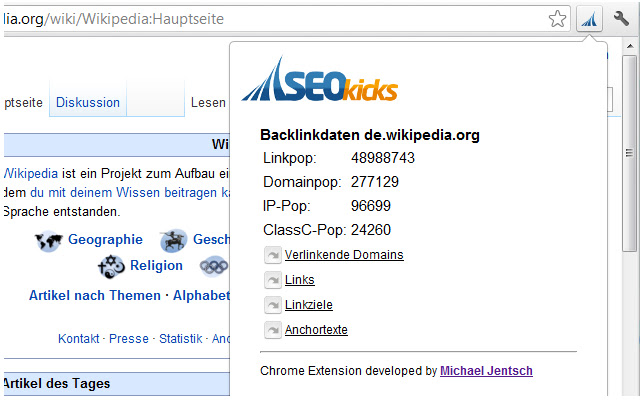 SEOkicks Backlinkdaten  from Chrome web store to be run with OffiDocs Chromium online
