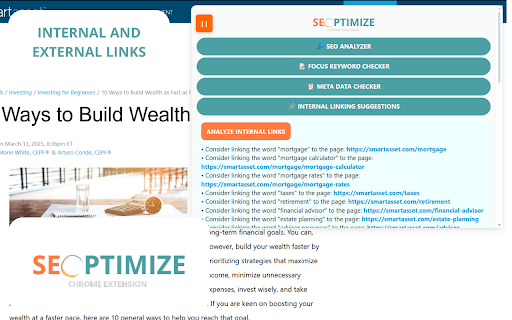 SEOPTIMIZE  from Chrome web store to be run with OffiDocs Chromium online