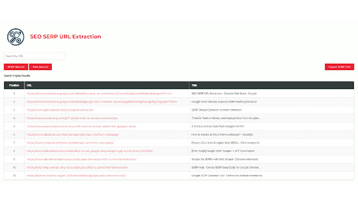 SEO SERP Extraction Tool  from Chrome web store to be run with OffiDocs Chromium online