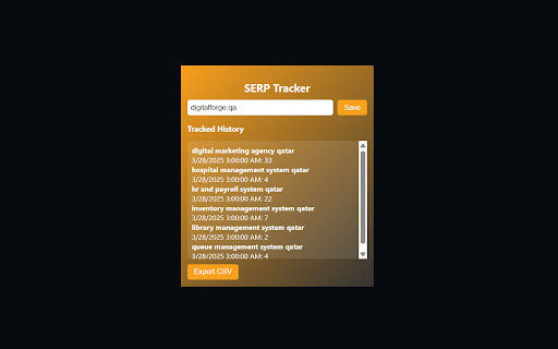 SEO SERP History Tracker by Digital Forge  from Chrome web store to be run with OffiDocs Chromium online