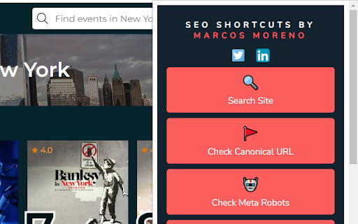 SEO shortcuts by Marcos Moreno  from Chrome web store to be run with OffiDocs Chromium online