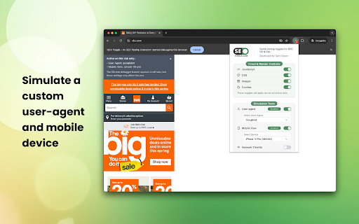 SEO Toggle An SEO Testing Extension  from Chrome web store to be run with OffiDocs Chromium online