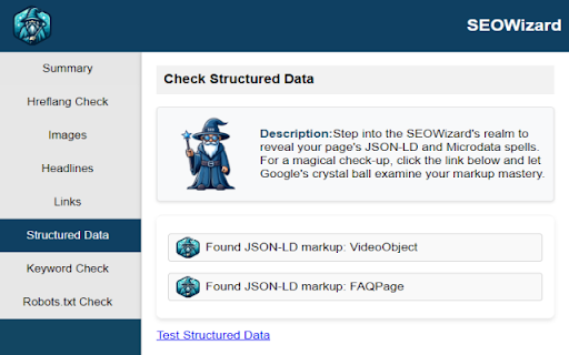 SEOWizard  from Chrome web store to be run with OffiDocs Chromium online