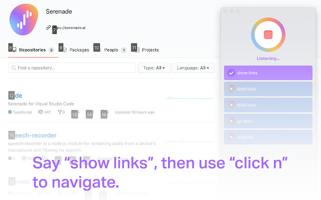 Serenade for Chrome  from Chrome web store to be run with OffiDocs Chromium online