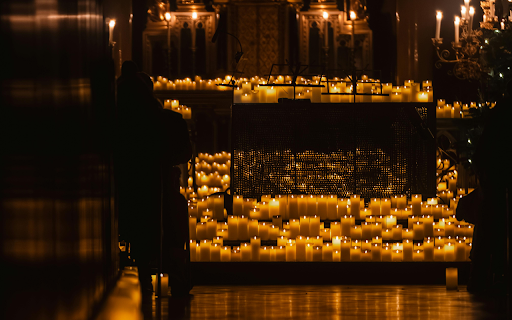 Serene Church Interior with Candlelight  from Chrome web store to be run with OffiDocs Chromium online