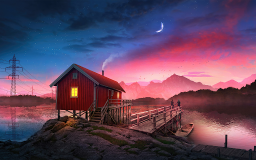 Serenity by the Lakeside Cabin  from Chrome web store to be run with OffiDocs Chromium online