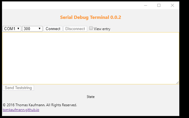 Serial Debug Terminal  from Chrome web store to be run with OffiDocs Chromium online