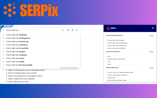 SERPix  from Chrome web store to be run with OffiDocs Chromium online