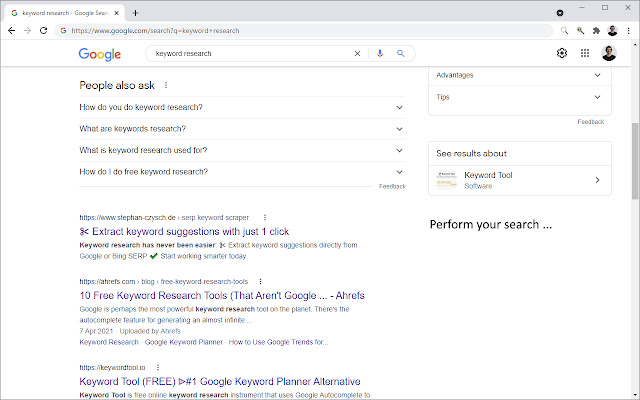 SERP Keyword Scraper by searchanalyzer  from Chrome web store to be run with OffiDocs Chromium online
