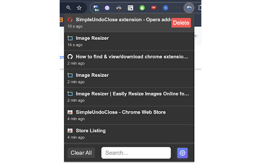 SERP Simple Undo Tab Close  from Chrome web store to be run with OffiDocs Chromium online