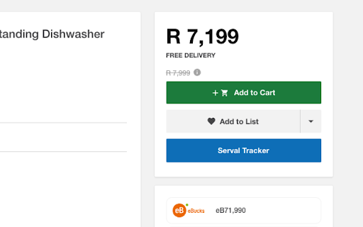 Serval Tracker Button for Takealot  from Chrome web store to be run with OffiDocs Chromium online