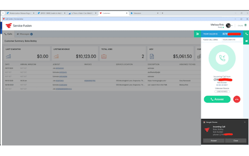 ServiceCall.ai Extension  from Chrome web store to be run with OffiDocs Chromium online