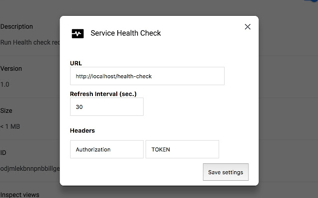 Service Health Check  from Chrome web store to be run with OffiDocs Chromium online