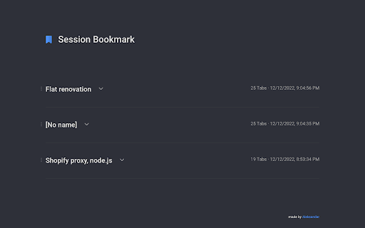 Session Bookmark  from Chrome web store to be run with OffiDocs Chromium online