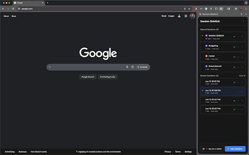 Session Sidekick  from Chrome web store to be run with OffiDocs Chromium online