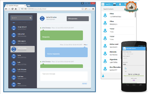 Set2SMS Send  Receve SMS from chrome  from Chrome web store to be run with OffiDocs Chromium online