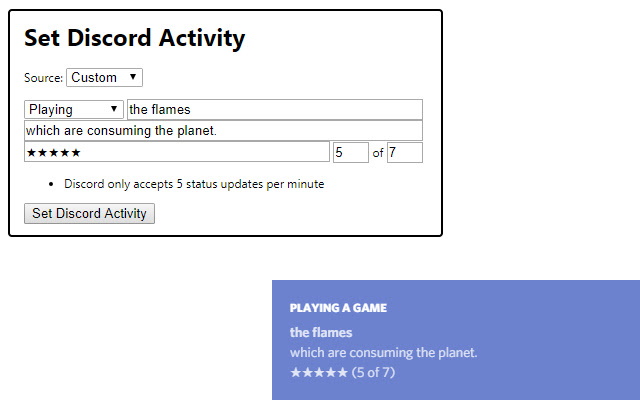 Set Discord Activity  from Chrome web store to be run with OffiDocs Chromium online