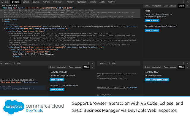 SFCC DevTools  from Chrome web store to be run with OffiDocs Chromium online