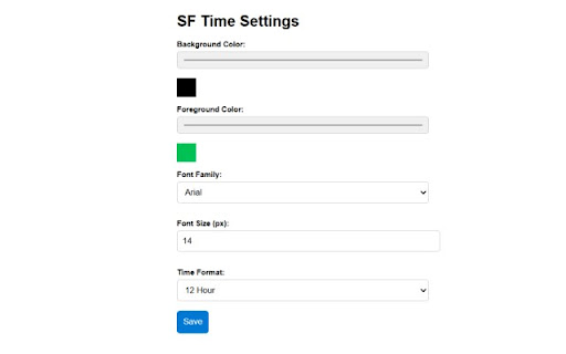 SF Clock  from Chrome web store to be run with OffiDocs Chromium online