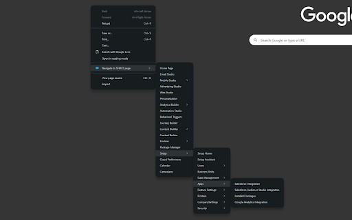 SFMCE Navigation Chrome Extension  from Chrome web store to be run with OffiDocs Chromium online