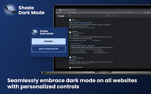 Shade Dark Mode  from Chrome web store to be run with OffiDocs Chromium online