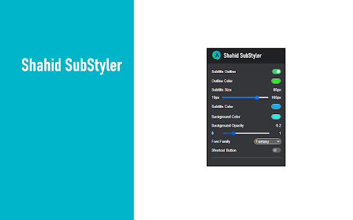 Shahid SubStyler: Customize subtitles  from Chrome web store to be run with OffiDocs Chromium online