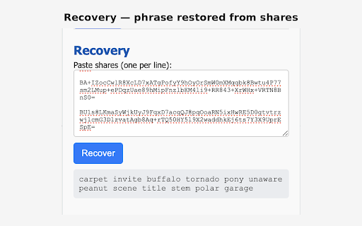 Shamir Backup  from Chrome web store to be run with OffiDocs Chromium online