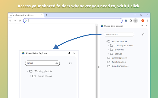 Shared Drive Explorer  from Chrome web store to be run with OffiDocs Chromium online