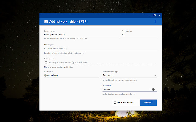 Shared network folder (SFTP)  from Chrome web store to be run with OffiDocs Chromium online
