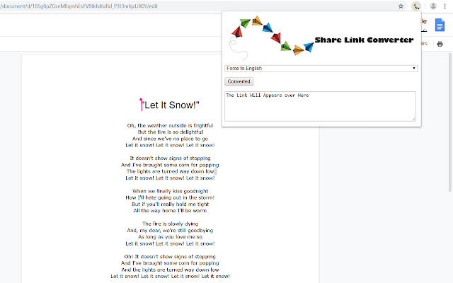 Share Link Converter  from Chrome web store to be run with OffiDocs Chromium online