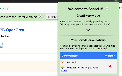 ShareLM: Share your chat conversations  from Chrome web store to be run with OffiDocs Chromium online