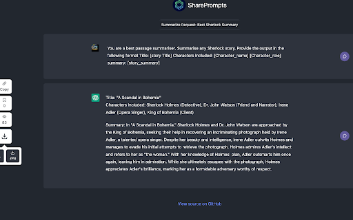 SharePrompts: Share your ChatGPT,Bard Prompts  from Chrome web store to be run with OffiDocs Chromium online