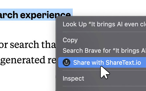 ShareText.io Instant Text Sharing via URL  from Chrome web store to be run with OffiDocs Chromium online