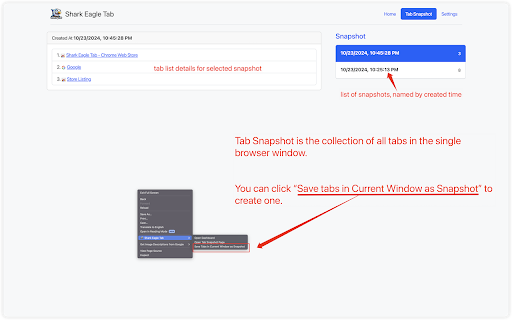 Shark Eagle Tab  from Chrome web store to be run with OffiDocs Chromium online