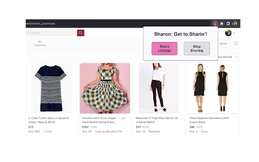 Sharon Poshmark  from Chrome web store to be run with OffiDocs Chromium online