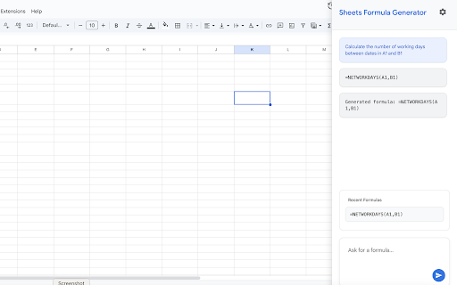 Sheets Formula Generator  from Chrome web store to be run with OffiDocs Chromium online