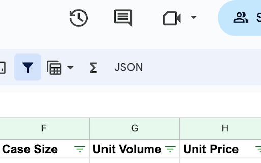 Sheets to JSON  from Chrome web store to be run with OffiDocs Chromium online