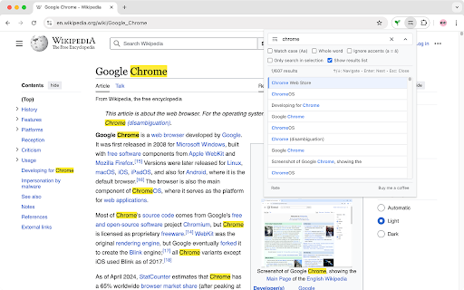 Sherloq Enhanced Find on Page  from Chrome web store to be run with OffiDocs Chromium online