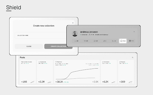 Shield LinkedIn Analytics  from Chrome web store to be run with OffiDocs Chromium online