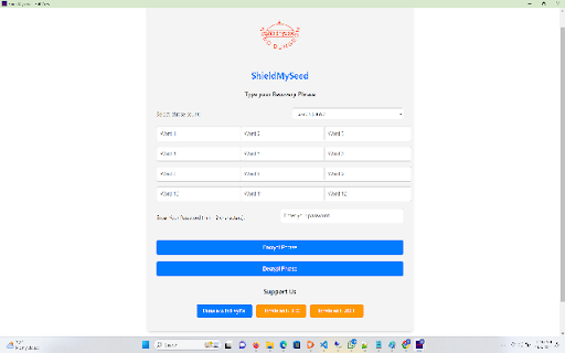 ShieldMySeed  from Chrome web store to be run with OffiDocs Chromium online