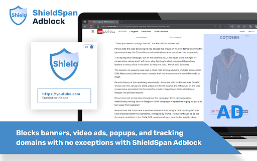 ShieldSpan Adblock  from Chrome web store to be run with OffiDocs Chromium online